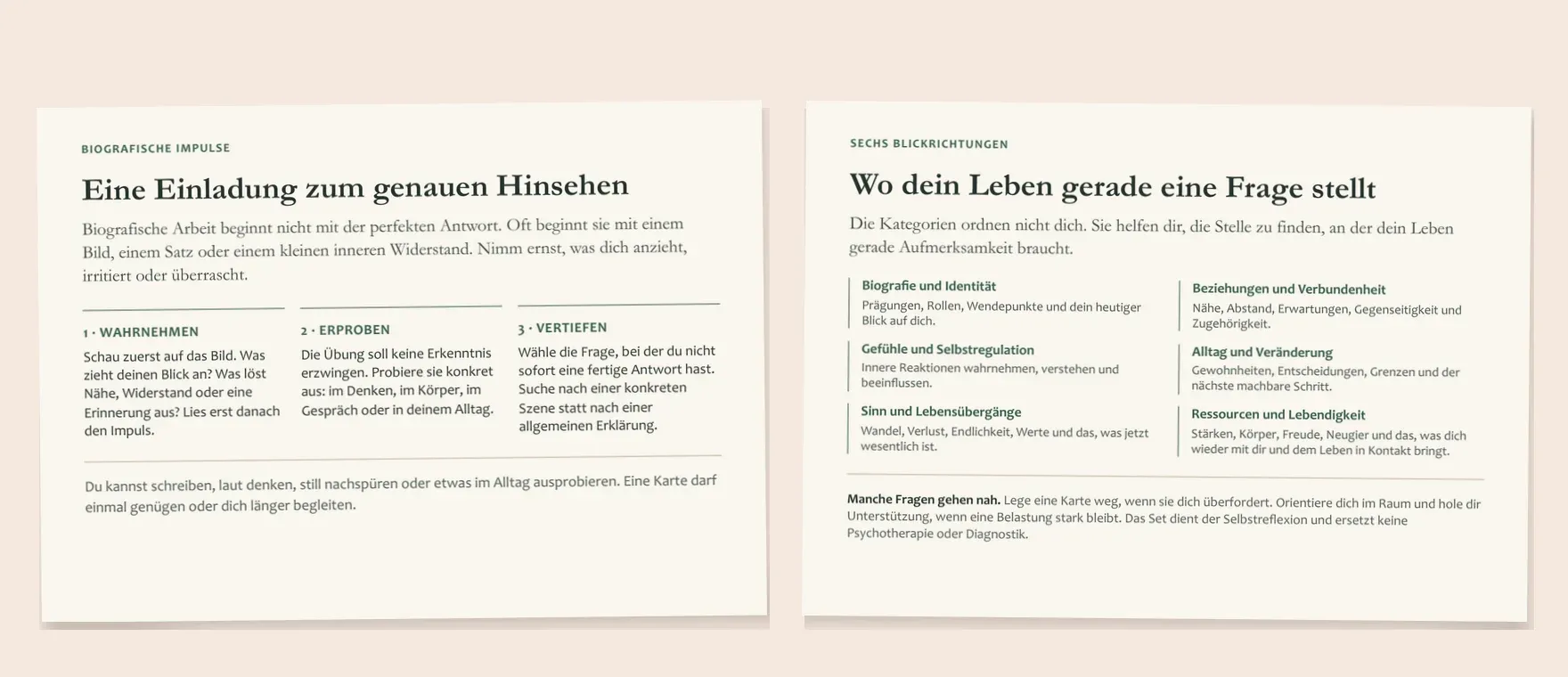 Vorder- und Rückseite der Einführungskarte nebeneinander.