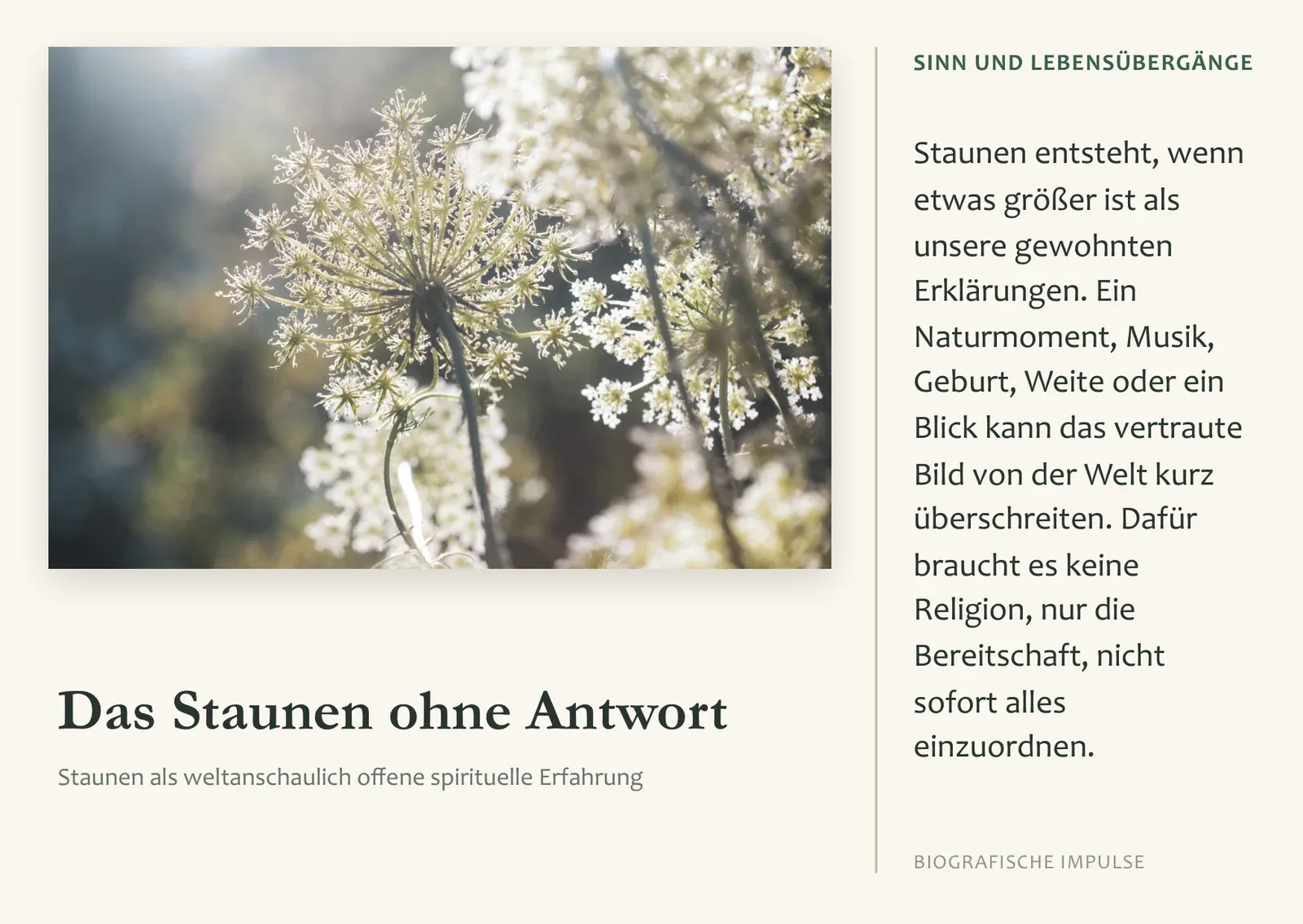 Karte: Das staunen ohne antwort vorderseite