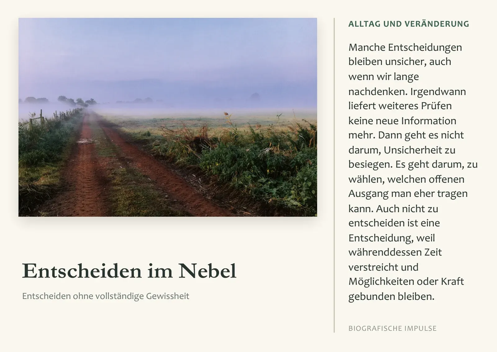 Karte: Entscheiden im nebel vorderseite